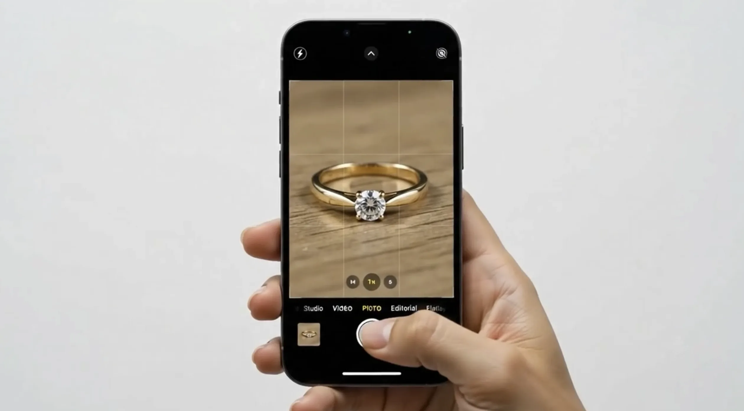 Demonstration of AI jewelry photography transformation from phone photo to studio quality